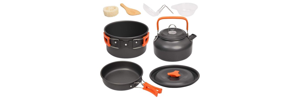 Camping set aluminum tableware equipment（露营套件铝制餐具设备）